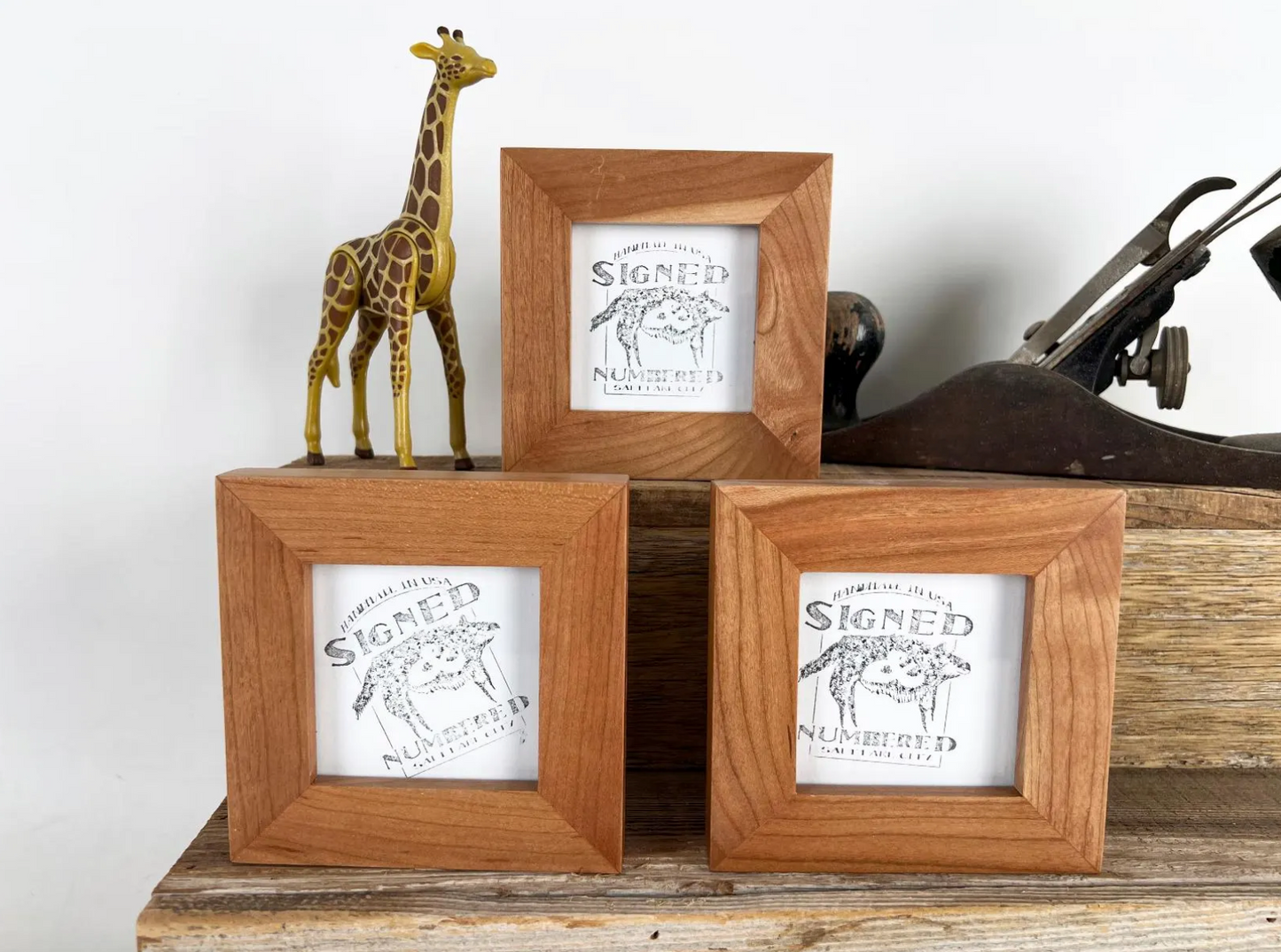 1x1 Flat frame style in Solid Natural Cherry Hardwood - Choose your size - FREE SHIPPING!