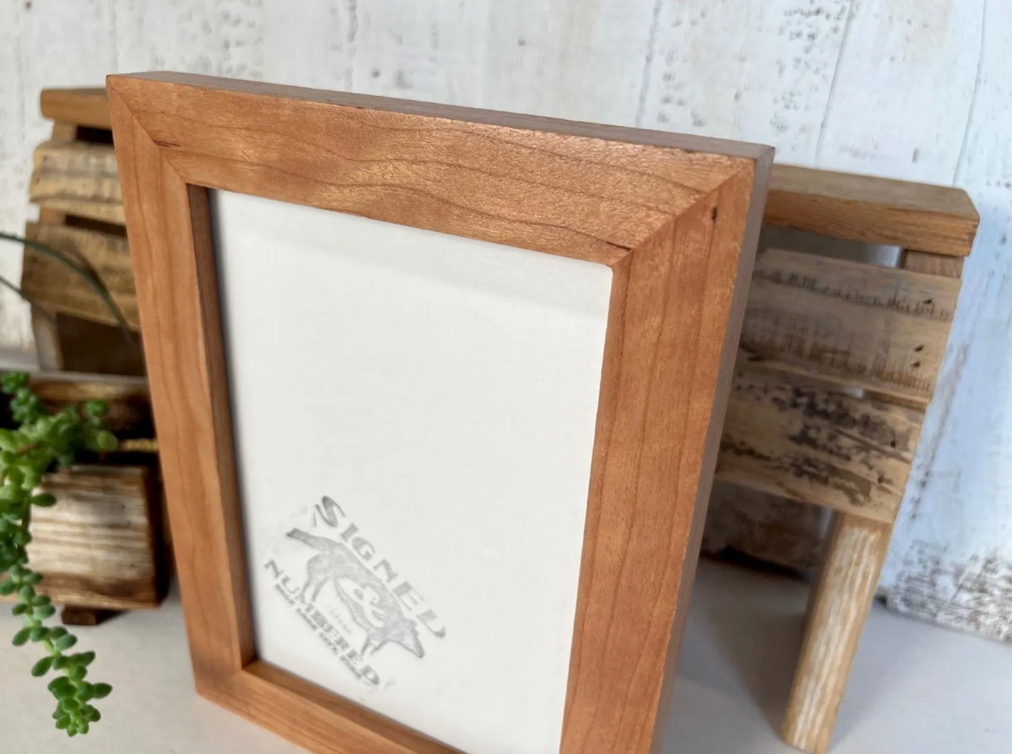 1x1 Flat frame style in Solid Natural Cherry Hardwood - Choose your size - FREE SHIPPING!