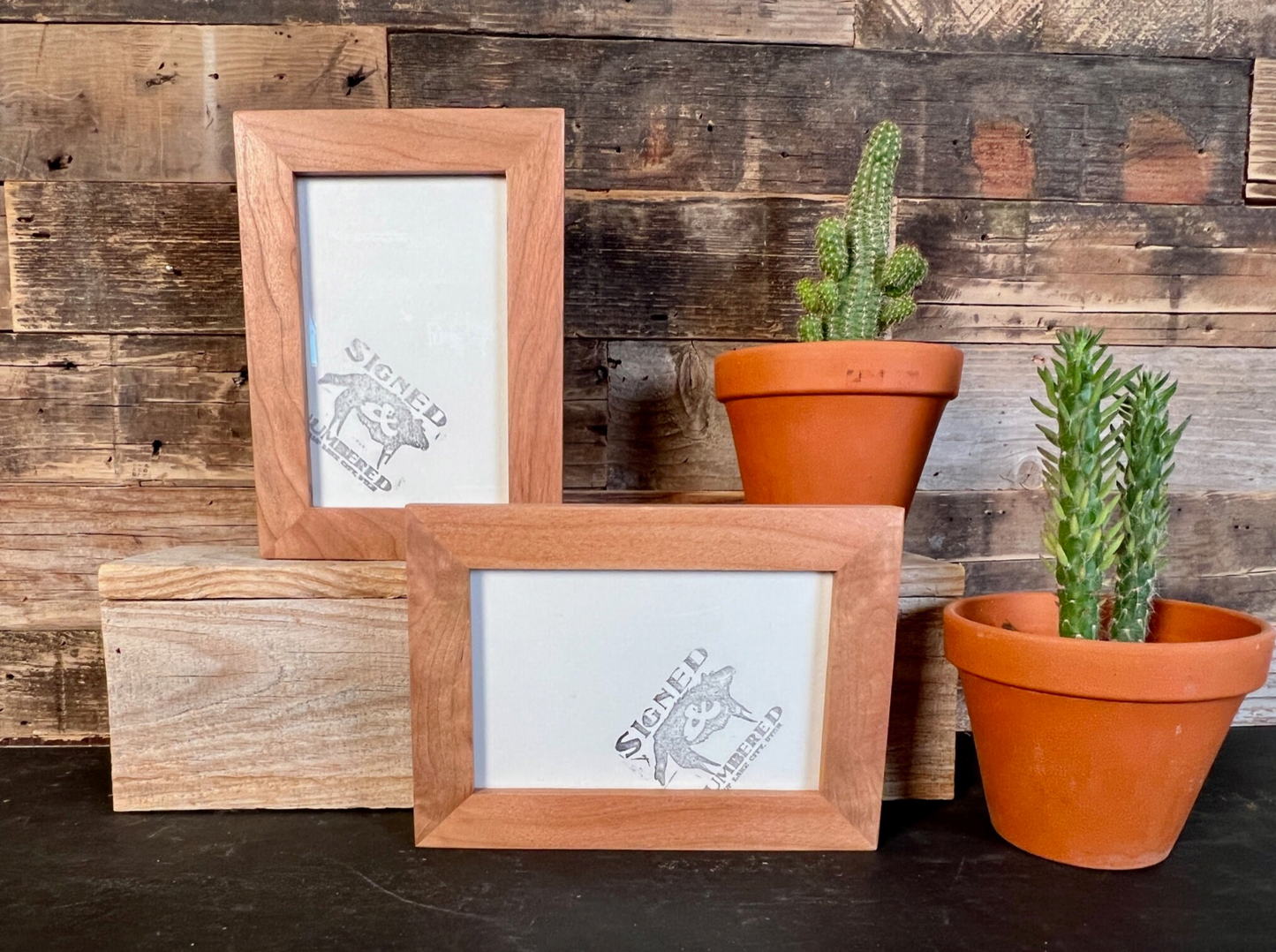 1x1 Flat frame style in Solid Natural Cherry Hardwood - Choose your size - FREE SHIPPING!