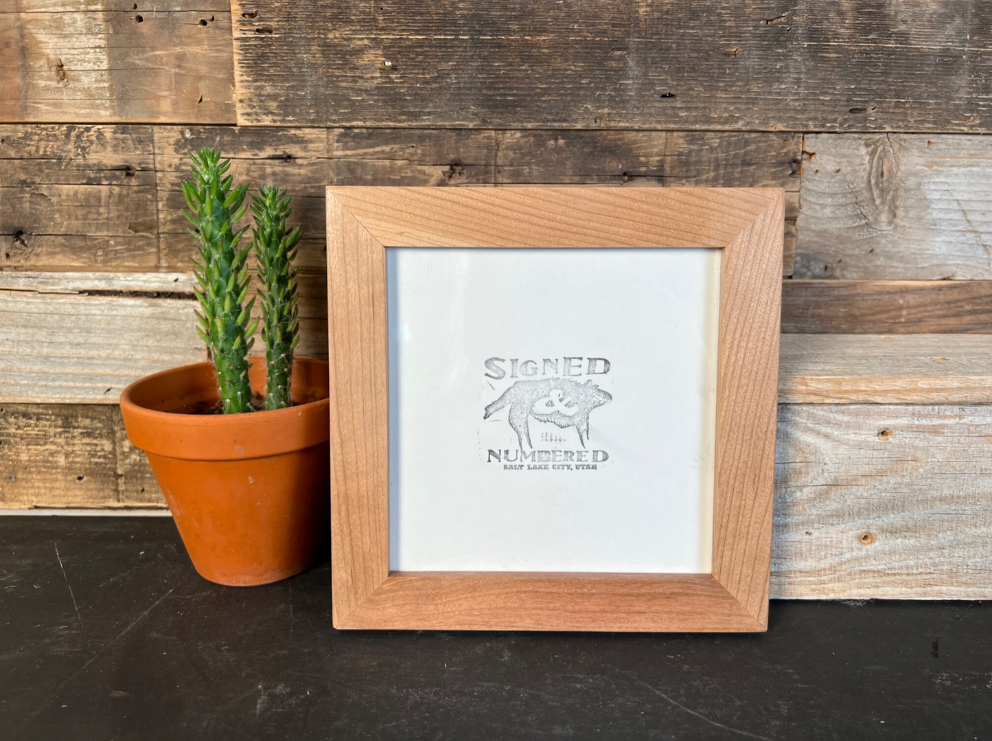 1x1 Flat frame style in Solid Natural Cherry Hardwood - Choose your size - FREE SHIPPING!