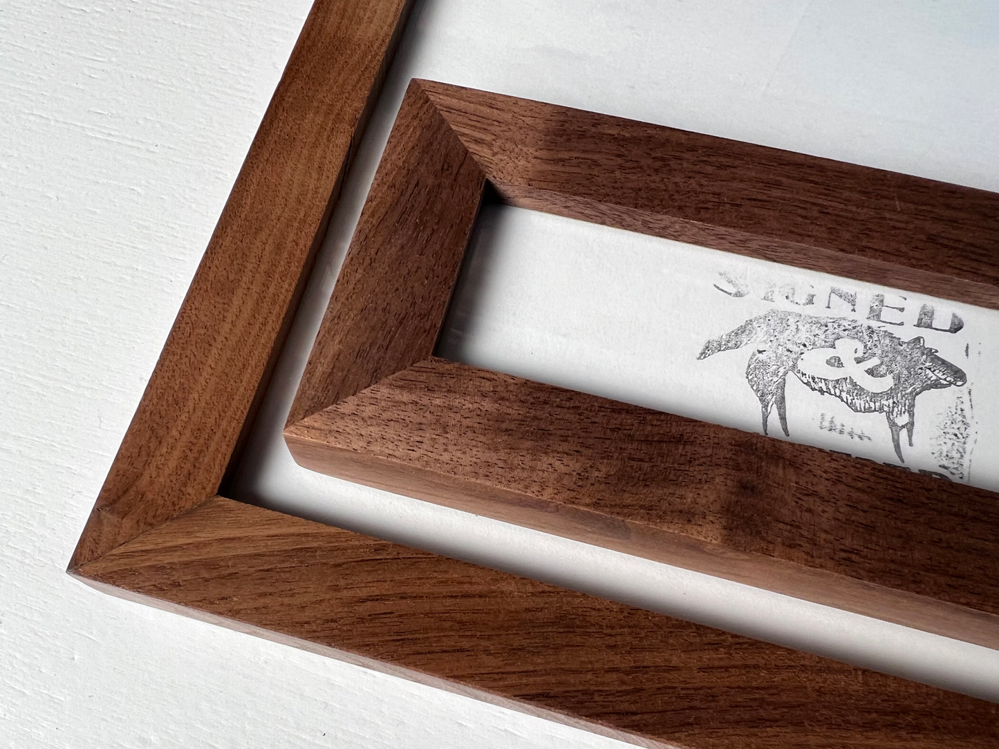 1x1 Flat frame style in Solid Natural Walnut Hardwood - Choose your size - FREE SHIPPING!