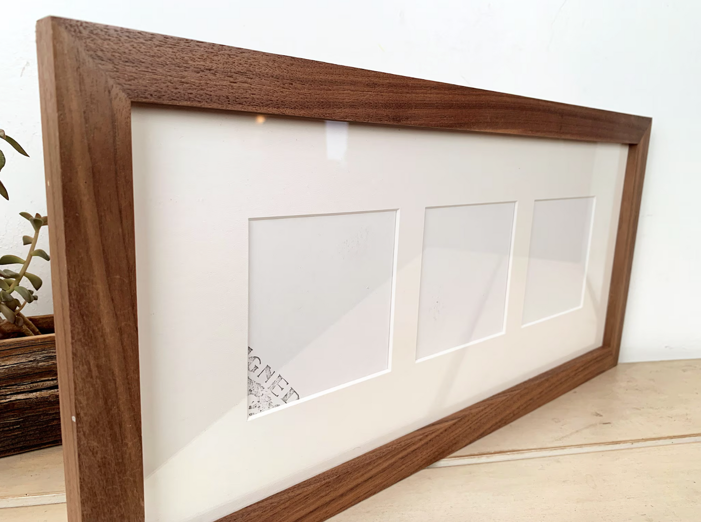 1x1 Flat frame style in Solid Natural Walnut Hardwood - Choose your size - FREE SHIPPING!