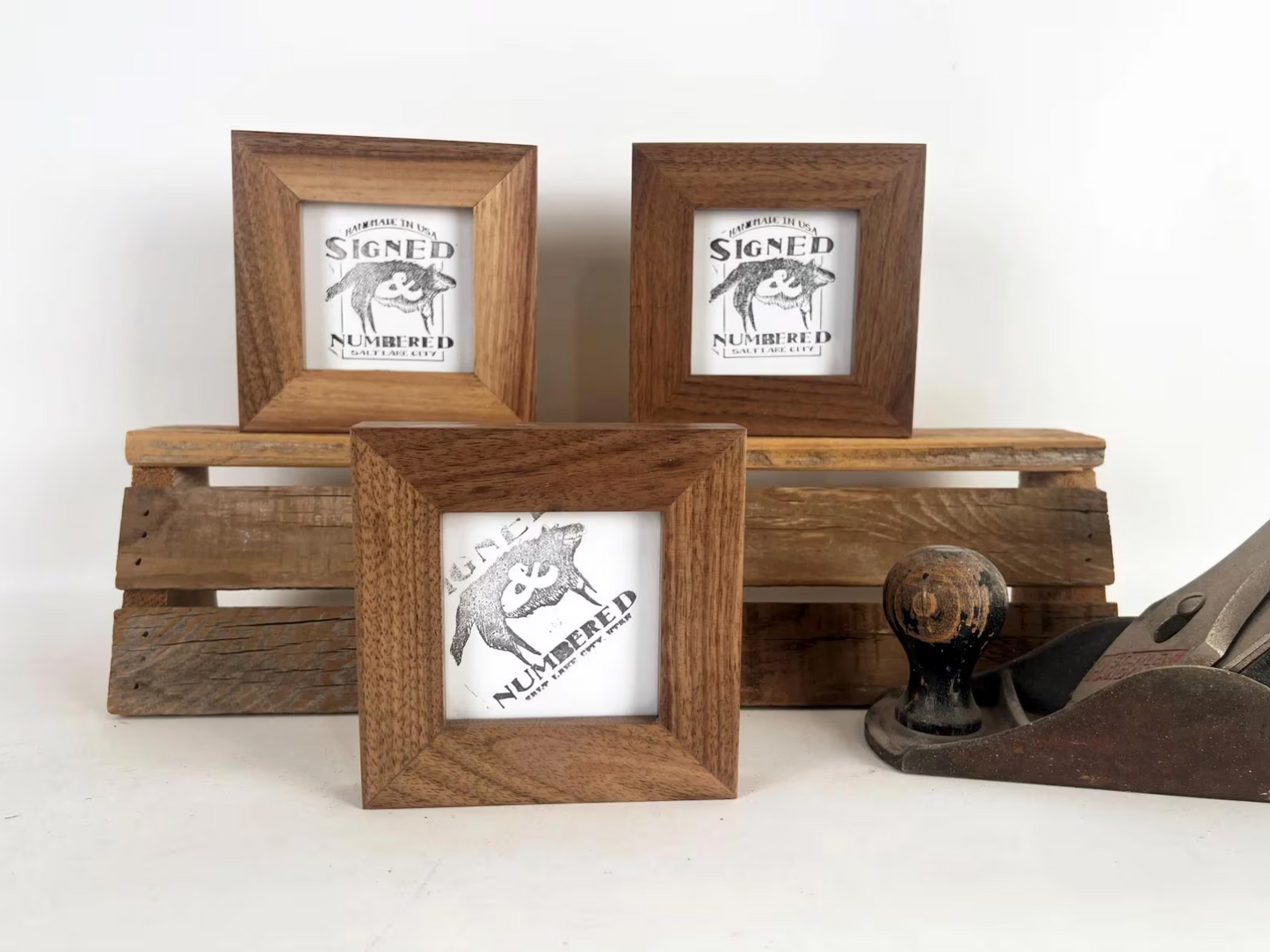 1x1 Flat frame style in Solid Natural Walnut Hardwood - Choose your size - FREE SHIPPING!