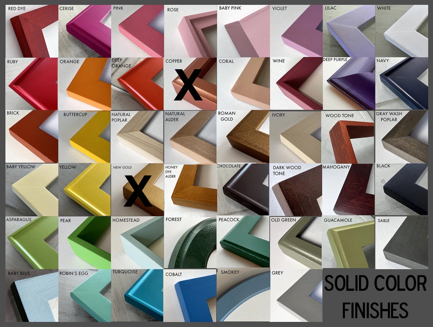 3x5" frame in 1x1 Shallow Bones style - Choose your color - FREE SHIPPING