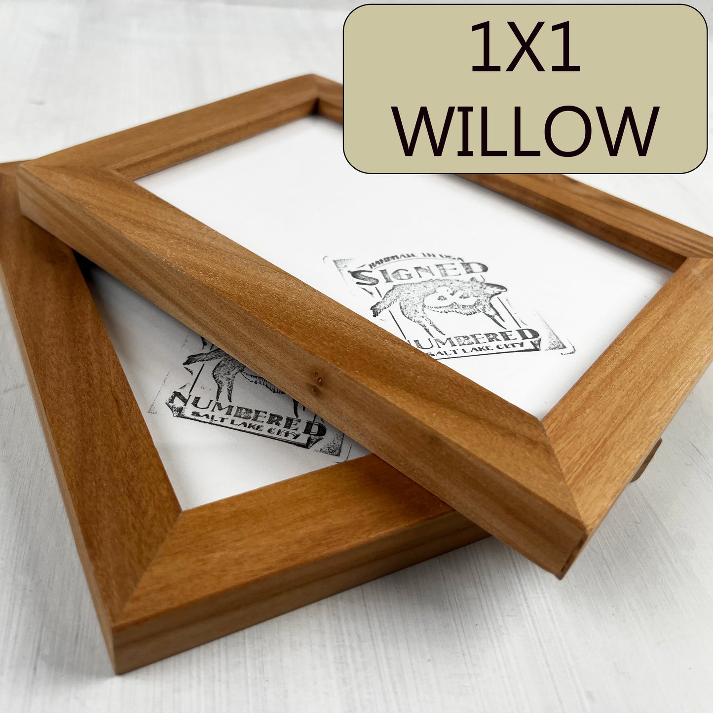 Solid Willow Picture Frame in 1x1 Hardwood Molding- Choose Your Size - Ships Right Away!