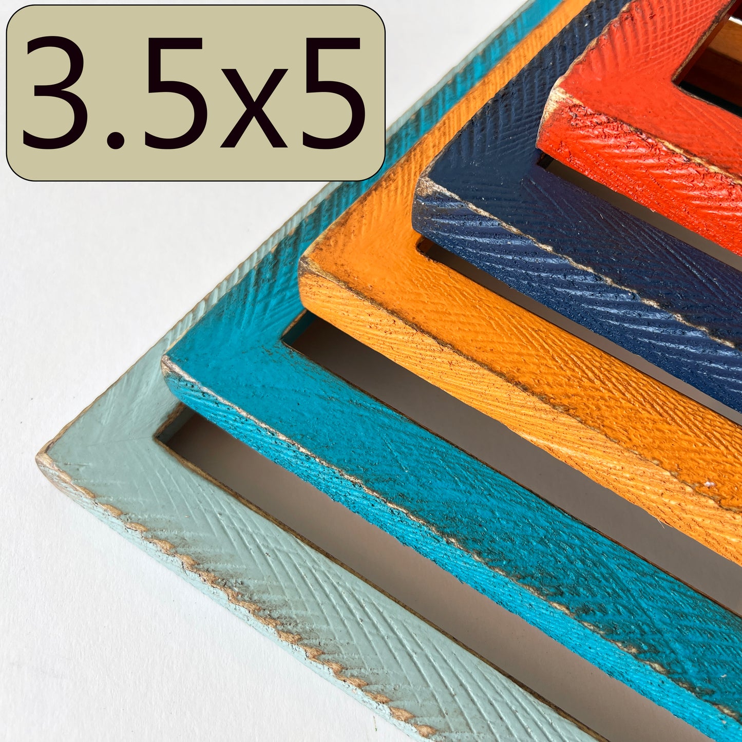 3.5x5" frame in 1x1 Roughsawn style - Choose your color - FREE SHIPPING