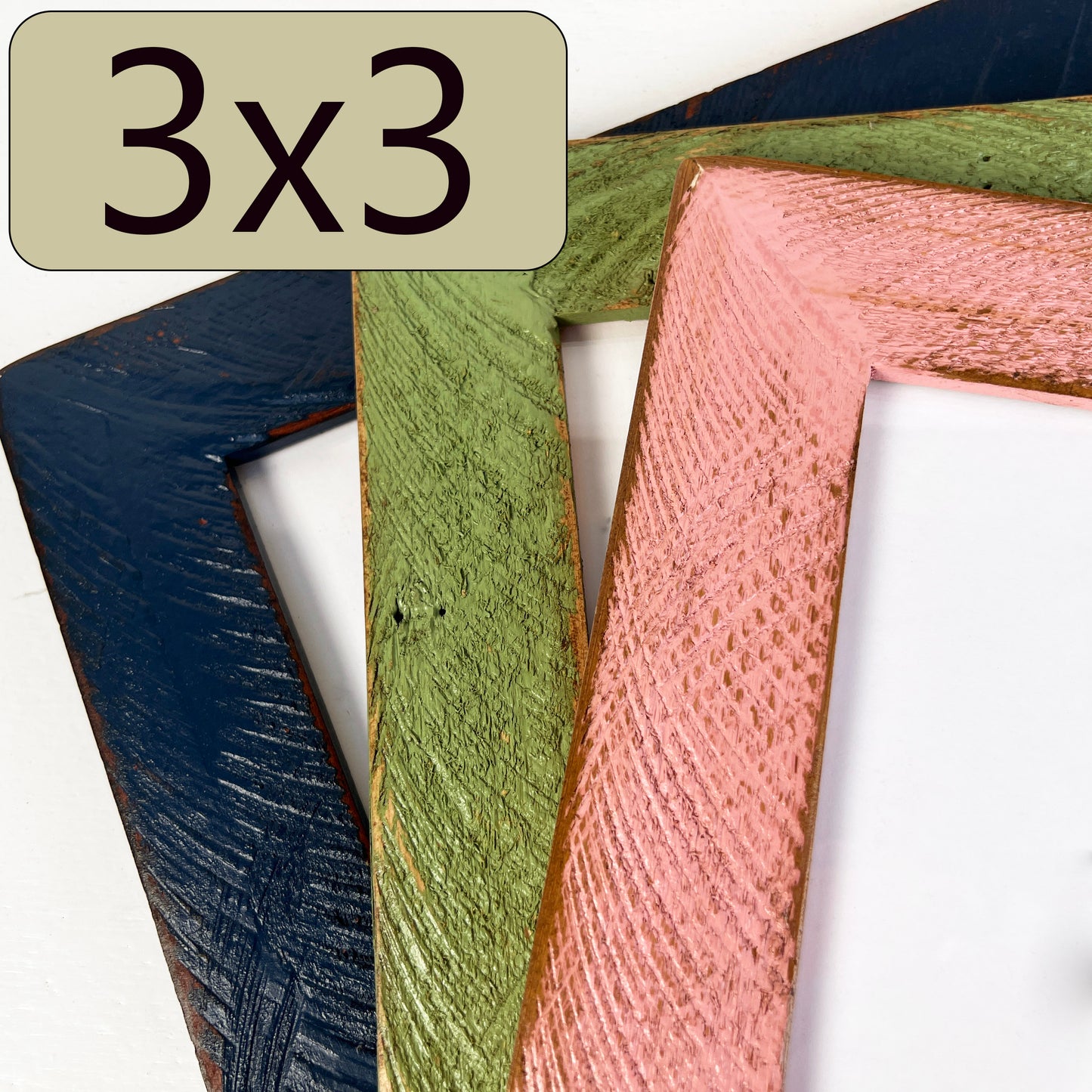 3x3" frame in 2" Roughsawn style - Choose your color - FREE SHIPPING