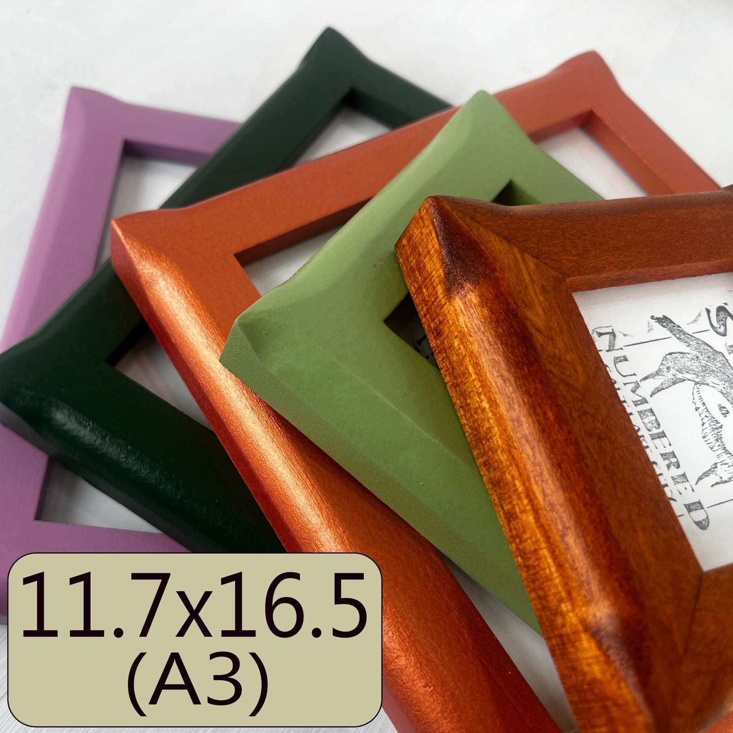 A3 11.7x16.5" frame in 1x1 Flared Corners style - Choose your color - FREE SHIPPING