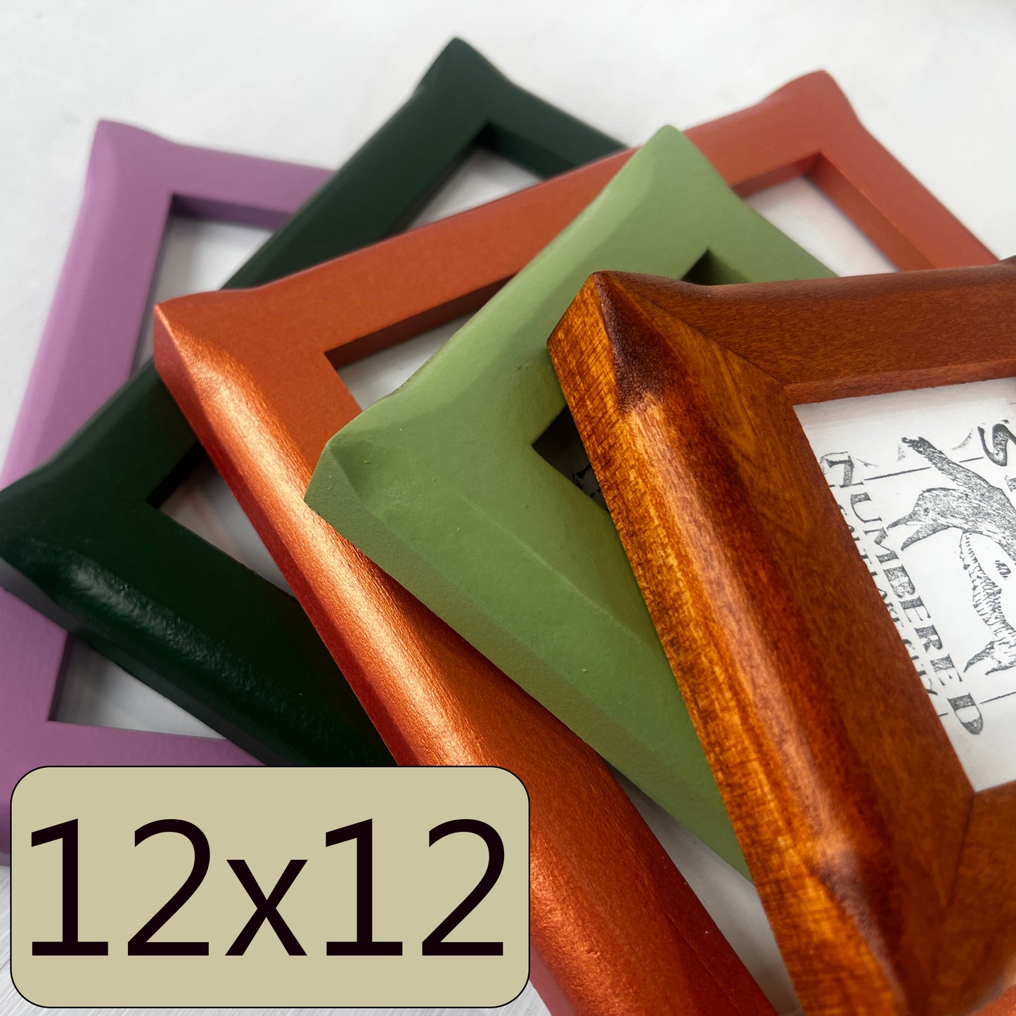 12x12" frame in 1x1 Flared Corners style - Choose your color - FREE SHIPPING