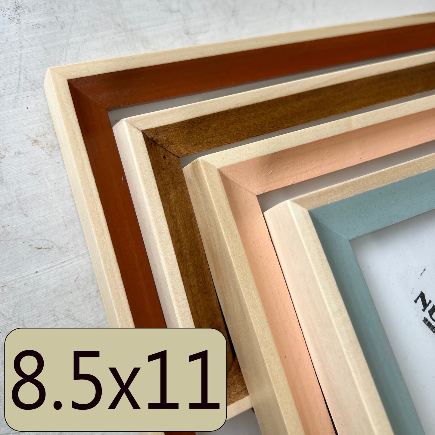8.5x11" frame in Foxy Minus Poplar style - Choose your color - FREE SHIPPING