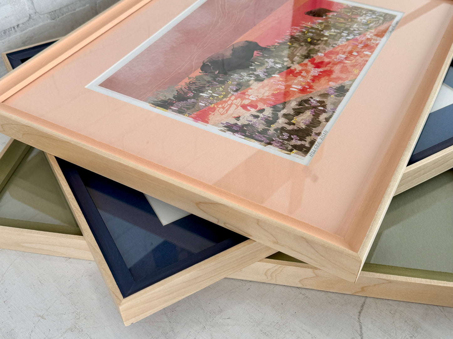 Monochrome 16x20 Inch Frame With Mat in Foxy Minus Poplar Style - Choose Your Photo Size & Color