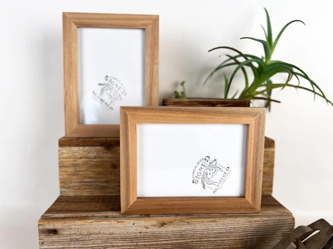 Solid Willow Picture Frame in 1x1 Hardwood Molding- Choose Your Size - Ships Right Away!