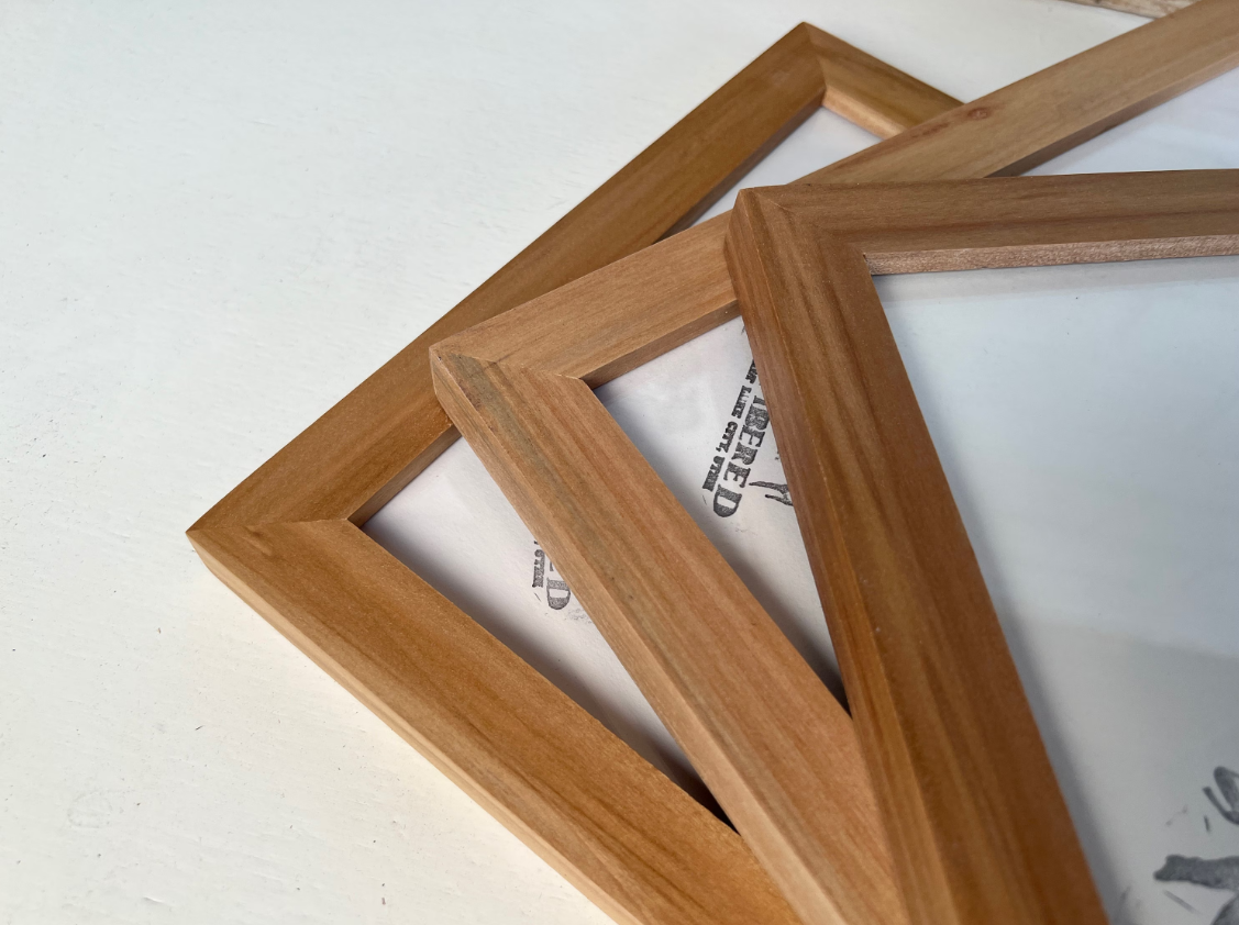 Solid Willow Picture Frame in 1x1 Hardwood Molding- Choose Your Size - Ships Right Away!