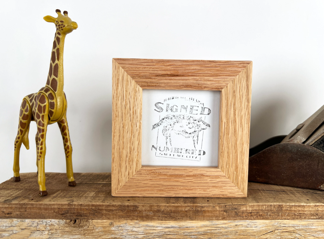 Solid Oak Picture Frame in 1x1 Hardwood Molding- Choose Your Size - Ships Right Away!