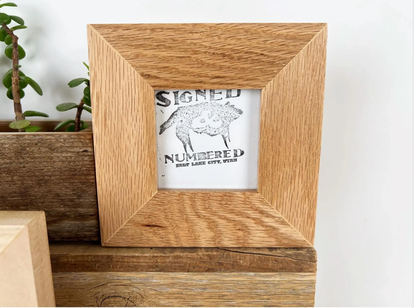 Solid Oak Picture Frame in 1.5" Hardwood Molding - Choose Your Size - Ships Right Away!