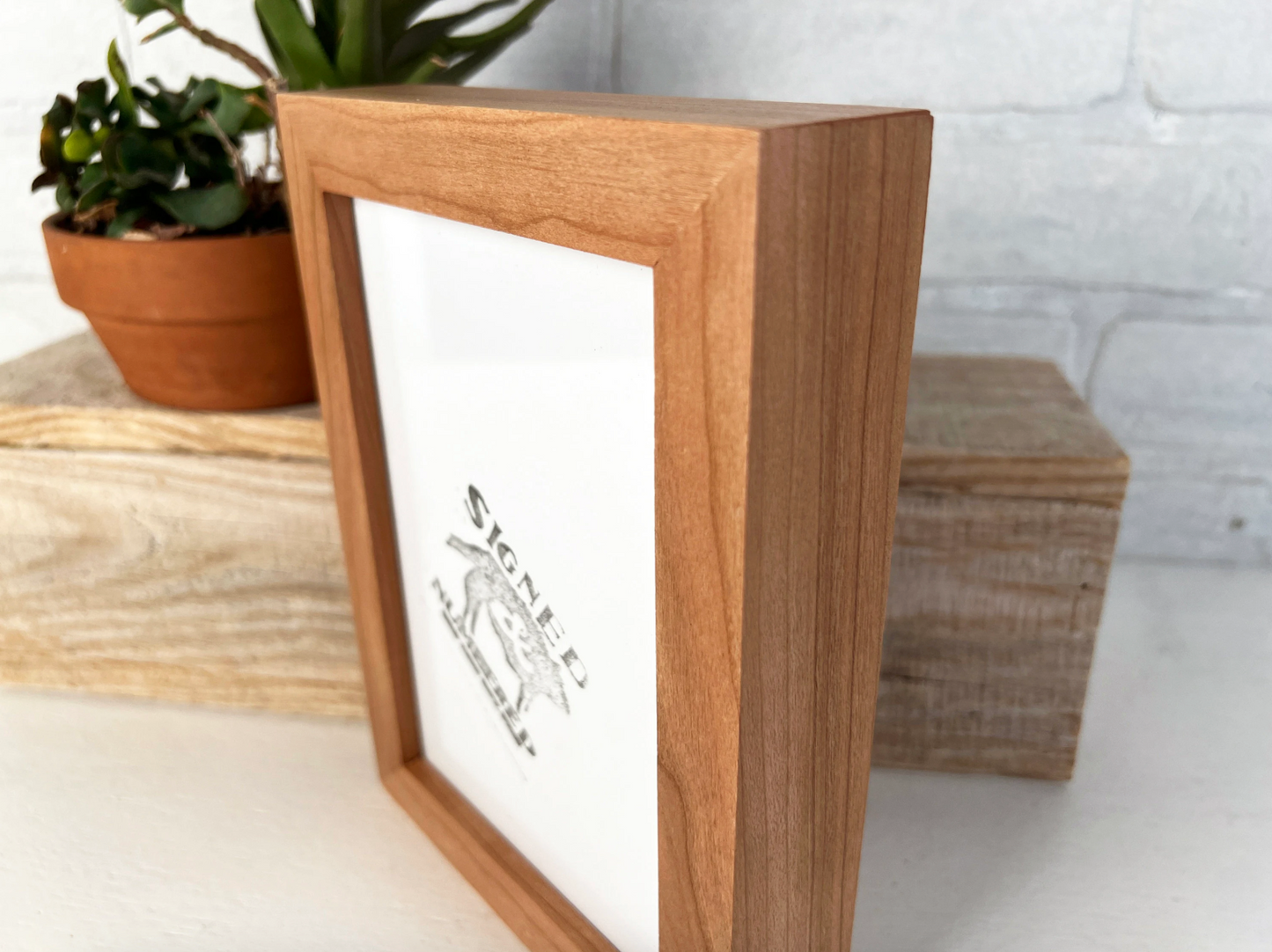 Solid Cherry Picture Frame in Deep Flat Hardwood Molding - Choose Your Size - Ships Right Away!