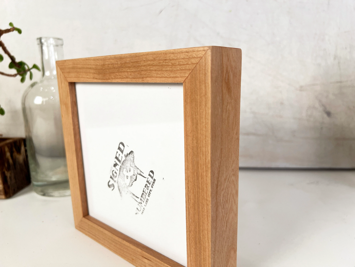 Solid Cherry Picture Frame in Deep Flat Hardwood Molding - Choose Your Size - Ships Right Away!