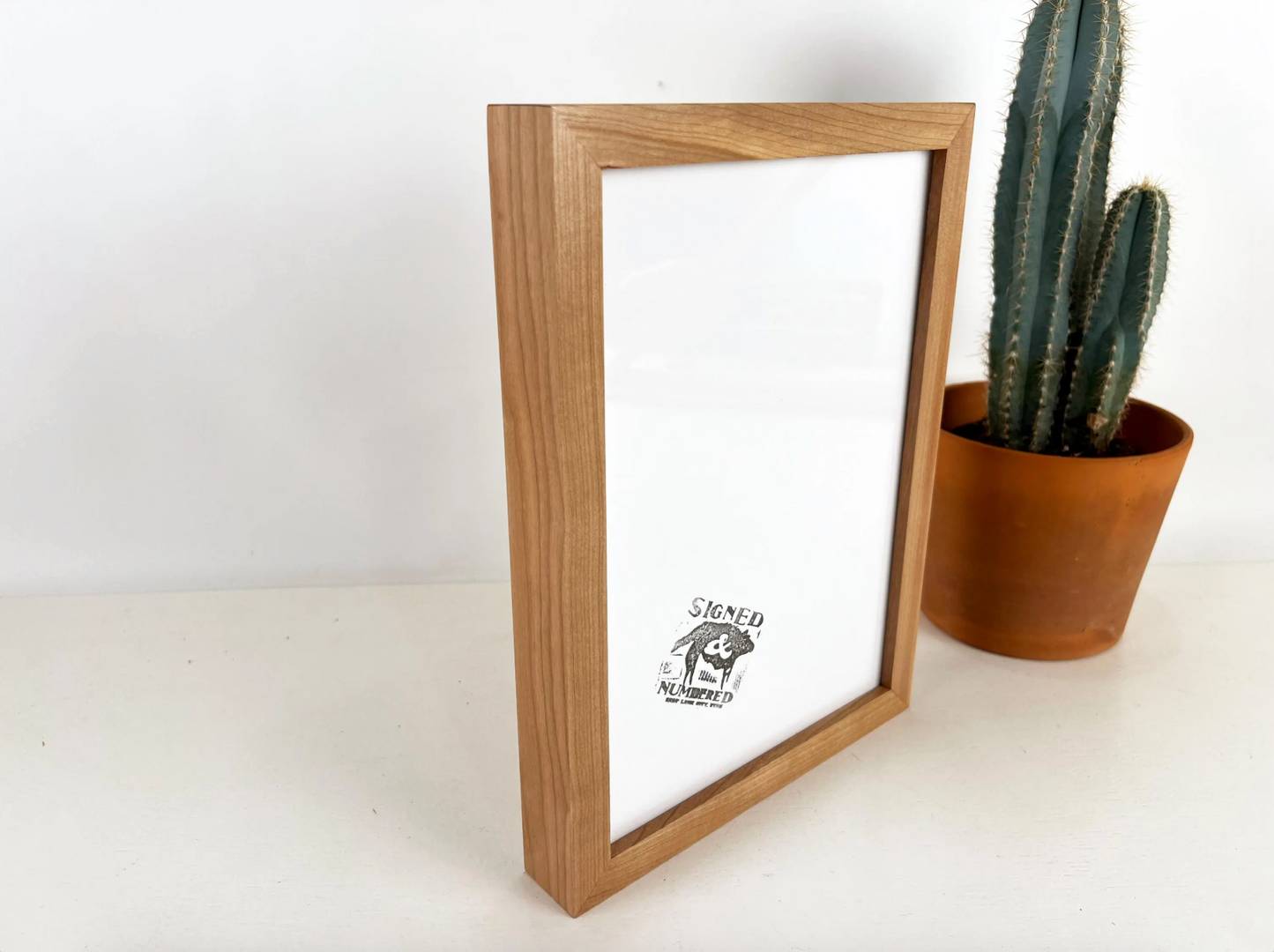 Solid Cherry Picture Frame in Deep Flat Hardwood Molding - Choose Your Size - Ships Right Away!