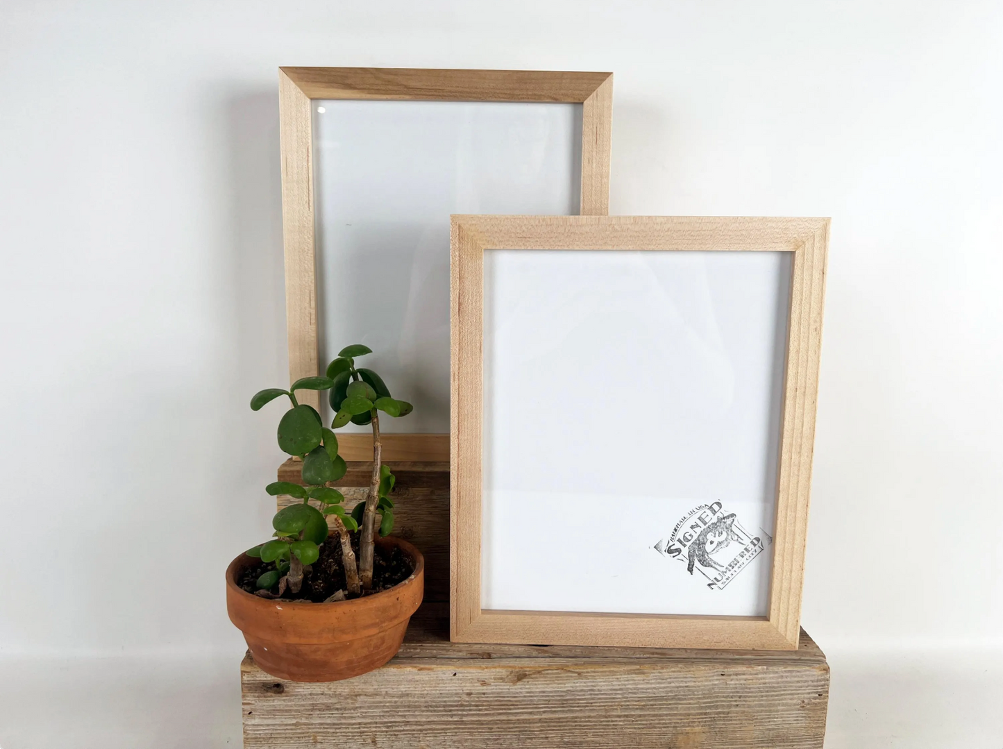 Solid Maple Picture Frame in Deep Flat Hardwood Molding - Choose Your Size - Ships Right Away!