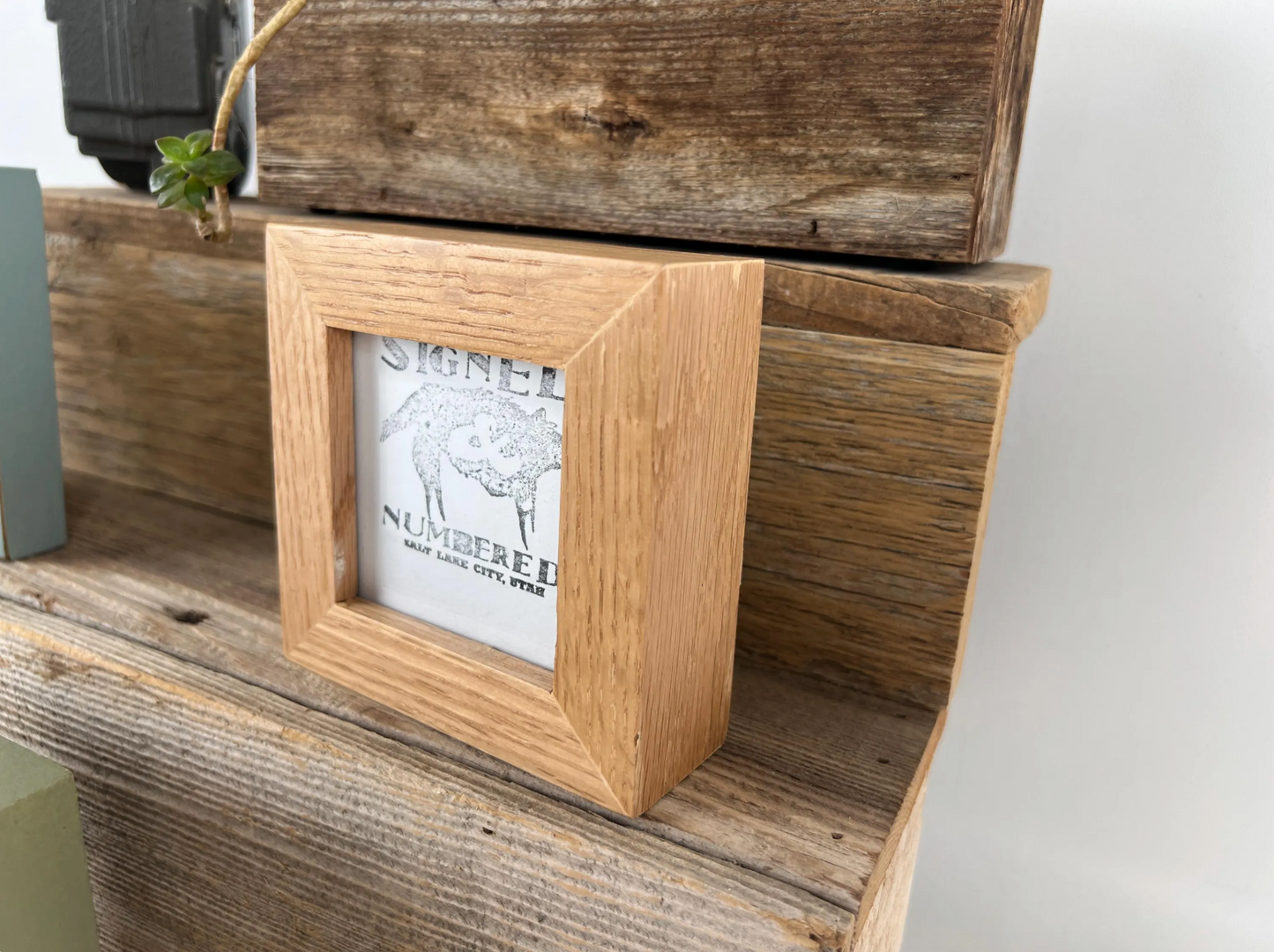 Solid Oak Picture Frame in Deep Flat Hardwood Molding - Choose Your Size - Ships Right Away!