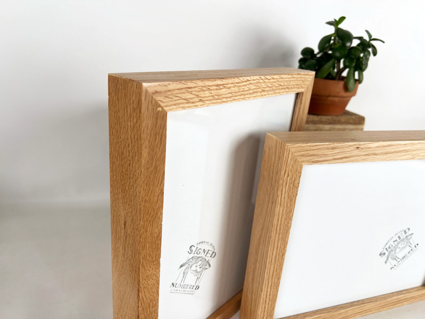 Solid Oak Picture Frame in Deep Flat Hardwood Molding - Choose Your Size - Ships Right Away!