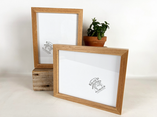 Solid Oak Picture Frame in Deep Flat Hardwood Molding - Choose Your Size - Ships Right Away!