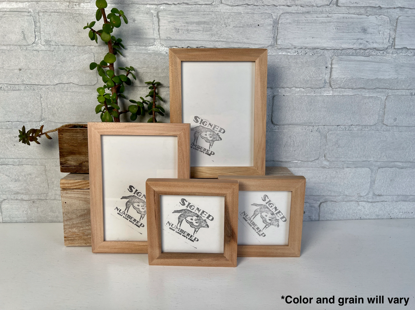 Solid Willow Picture Frame in Peewee Hardwood Molding- Choose Your Size - Ships Right Away!