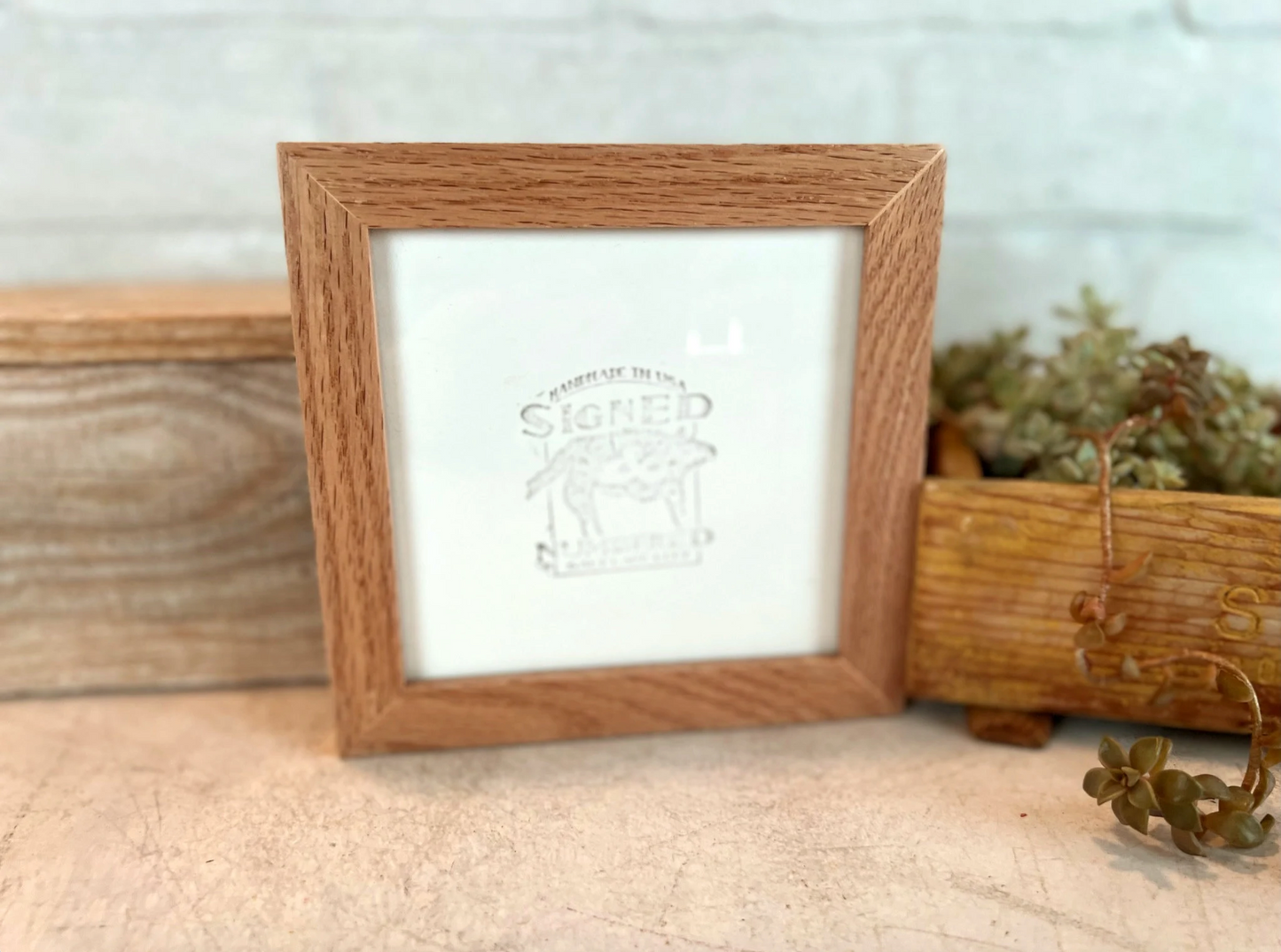 Solid Oak Picture Frame in Peewee Hardwood Molding- Choose Your Size - Ships Right Away!