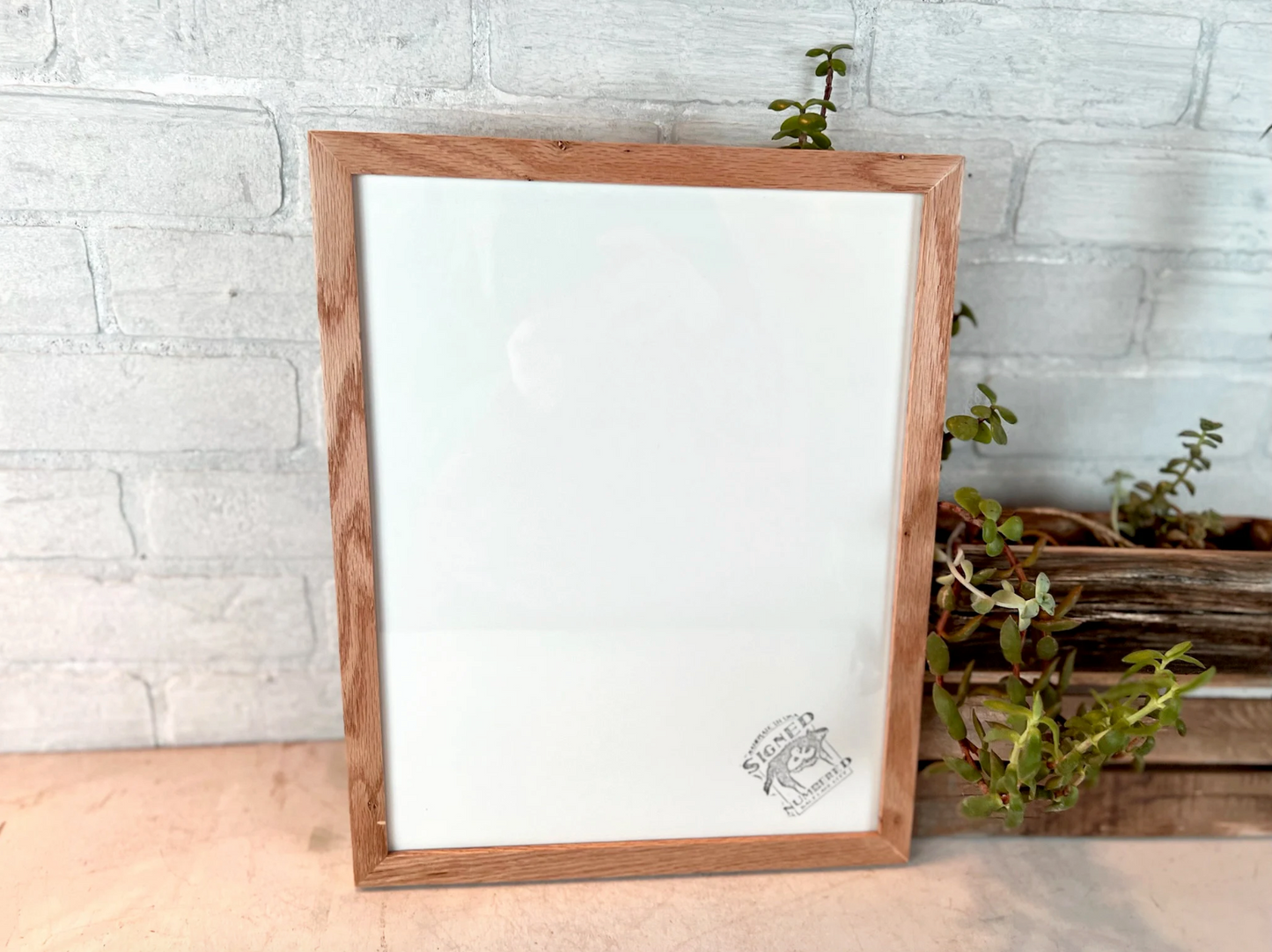 Solid Oak Picture Frame in Peewee Hardwood Molding- Choose Your Size - Ships Right Away!