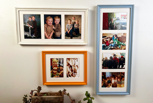 Collage Picture Frame in Foxy Cove Style with Mat That Holds Multiple 5x7" photos - Choose Your Size & Color