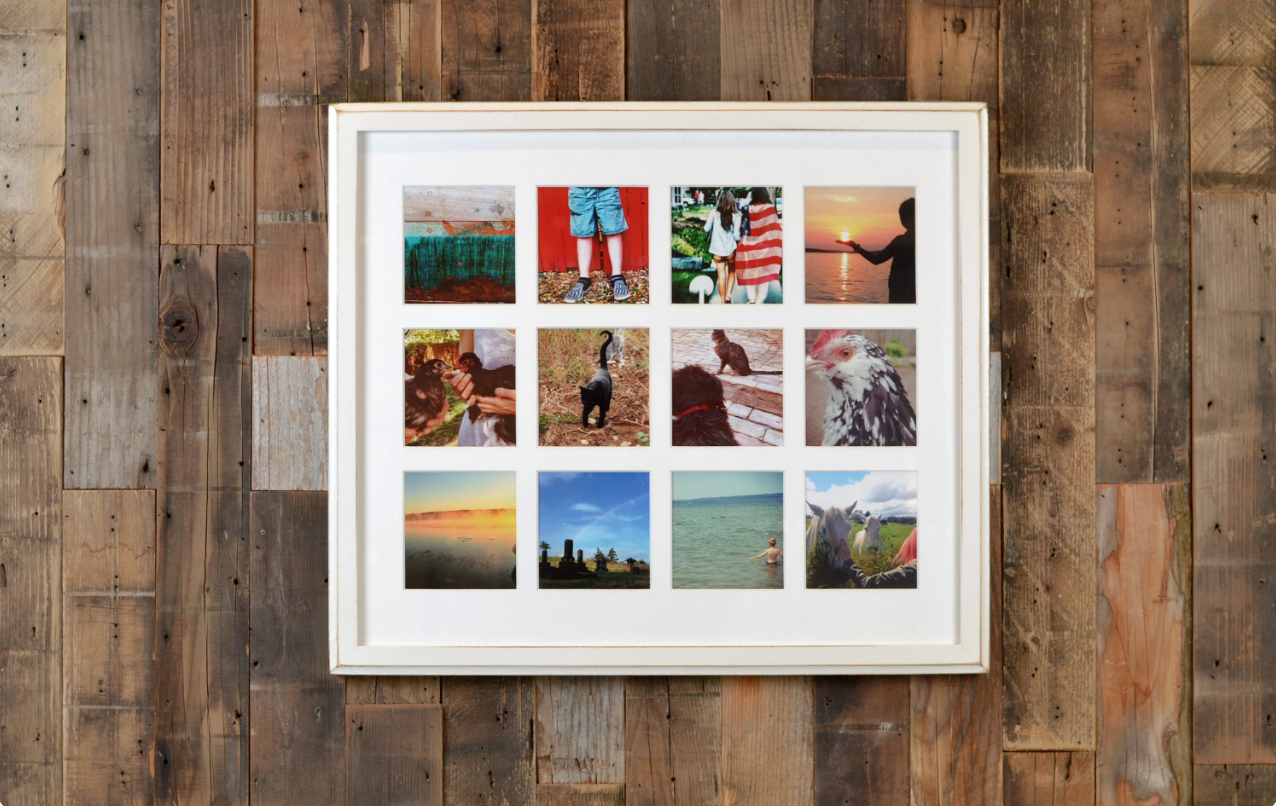 16.5x19.25" Collage Frame in 1x1 Outside Cove style for 4x4" photos - Choose your finish & color - FREE SHIPPING!