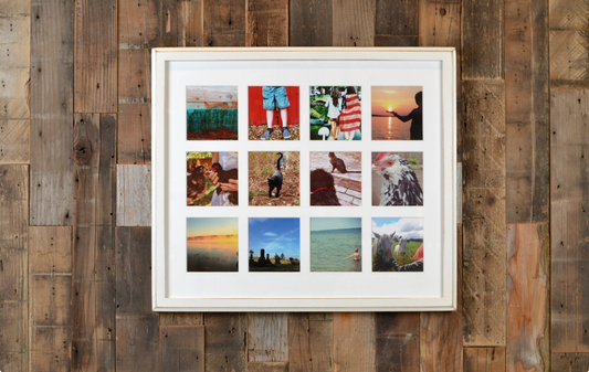 16.5x19.25" Collage Frame in 1x1 Outside Cove style for 4x4" photos - Choose your finish & color - FREE SHIPPING!
