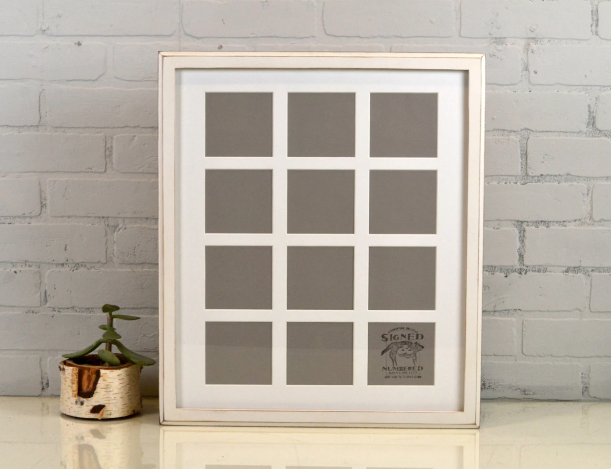 16.5x19.25" Collage Frame in 1x1 Outside Cove style for 4x4" photos - Choose your finish & color - FREE SHIPPING!