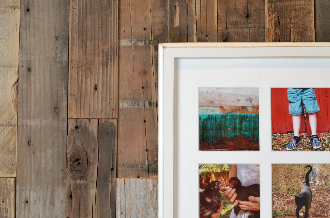 16.5x19.25" Collage Frame in 1x1 Outside Cove style for 4x4" photos - Choose your finish & color - FREE SHIPPING!