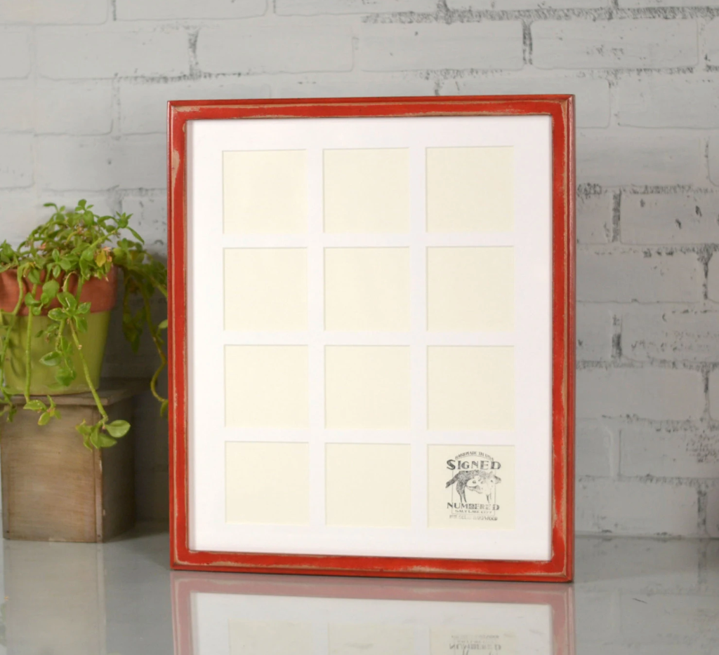 16.5x19.25" Collage Frame in 1x1 Outside Cove style for 4x4" photos - Choose your finish & color - FREE SHIPPING!