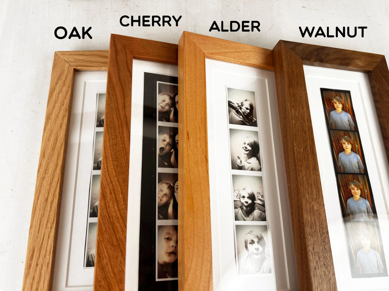 4x10 Picture Frame for 2x8" Photo Booth Strip - 1x1 Flat style and Natural Hardwood of Your Choice - Ships Right Away - FREE SHIPPING
