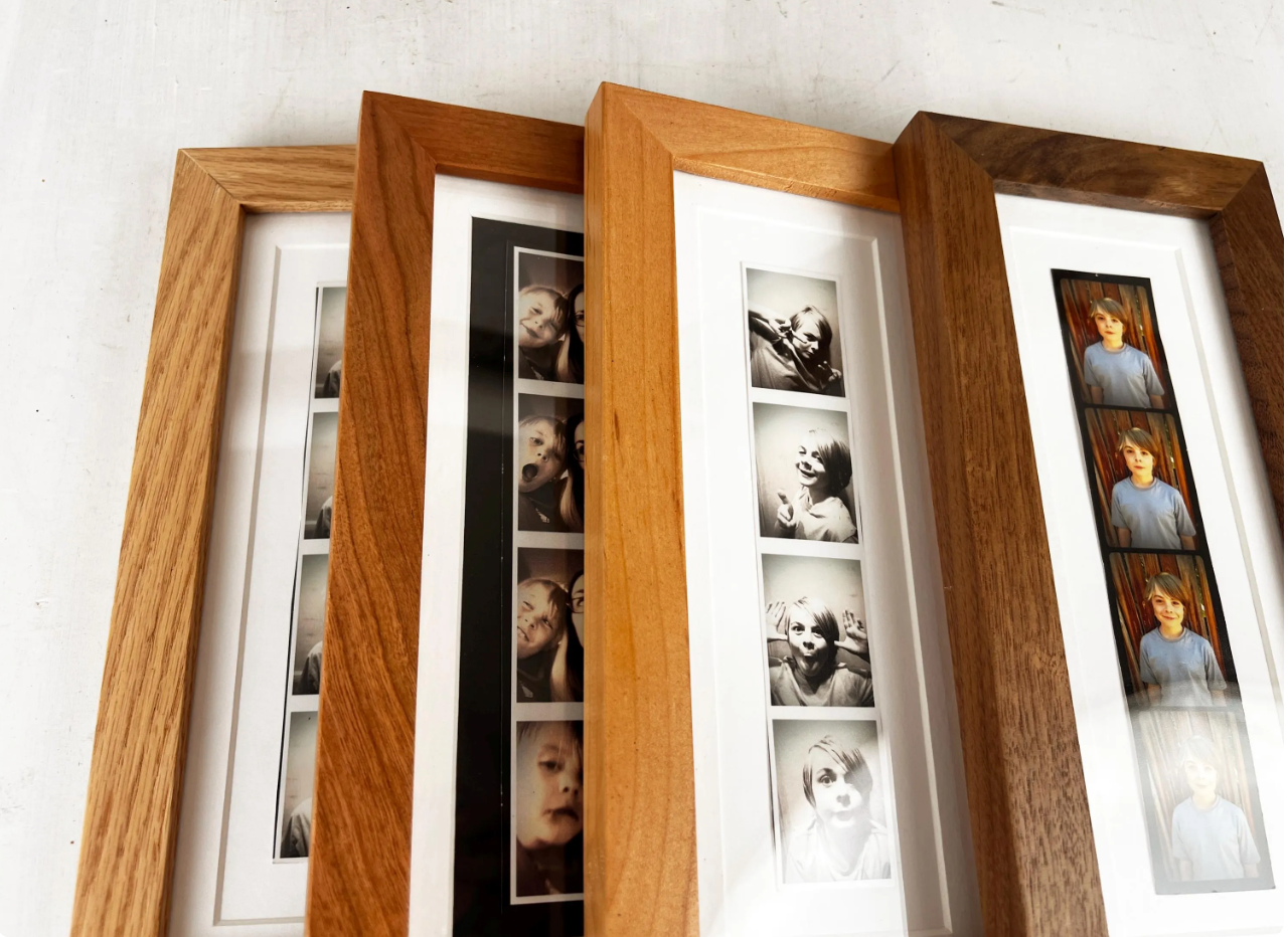 4x10 Picture Frame for 2x8" Photo Booth Strip - 1x1 Flat style and Natural Hardwood of Your Choice - Ships Right Away - FREE SHIPPING