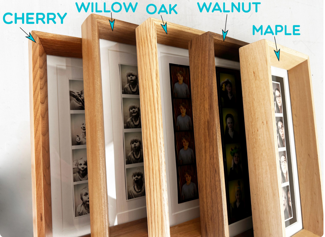 4x10 Picture Frame for 2x8" Photo Booth Strip - Park Slope style and Natural Hardwood of Your Choice - Ships Right Away - FREE SHIPPING