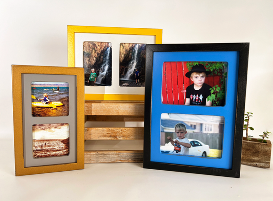 Diptych picture frame in Deep Flat style with two photo openings - Choose your size & color