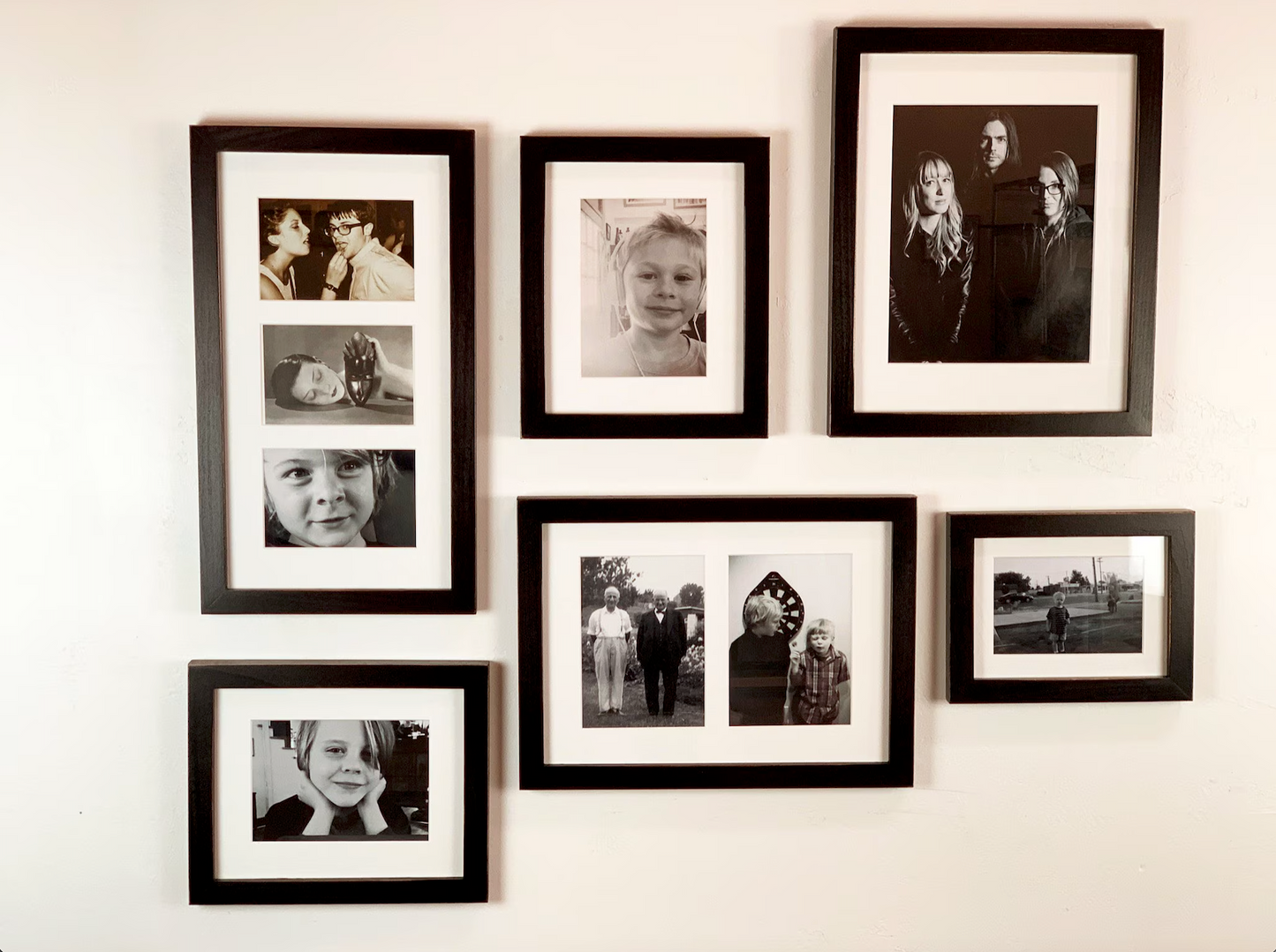 Set of 6 gallery style picture frames in 1x1 Flat - Choose your frame & mat color