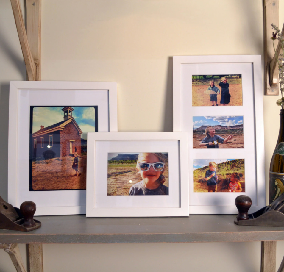 Set of 6 gallery style picture frames in 1x1 Flat - Choose your frame & mat color