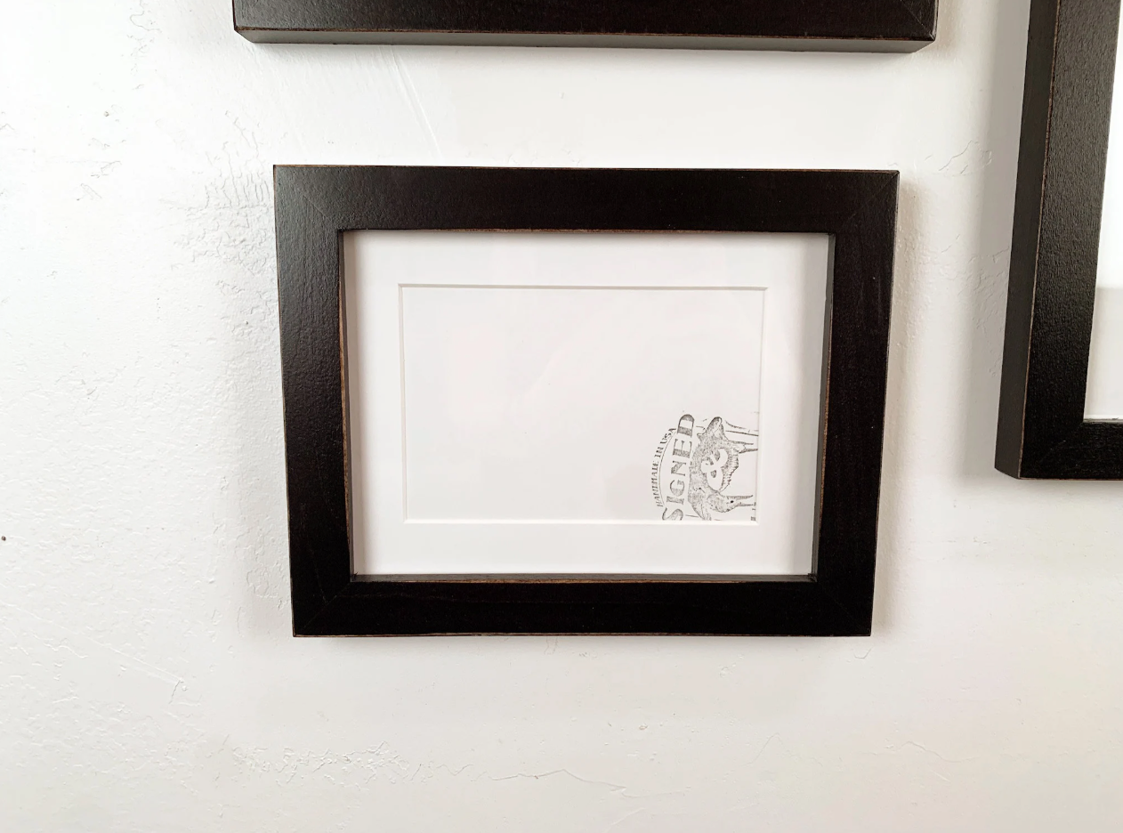 Set of 6 gallery style picture frames in 1x1 Flat - Choose your frame & mat color