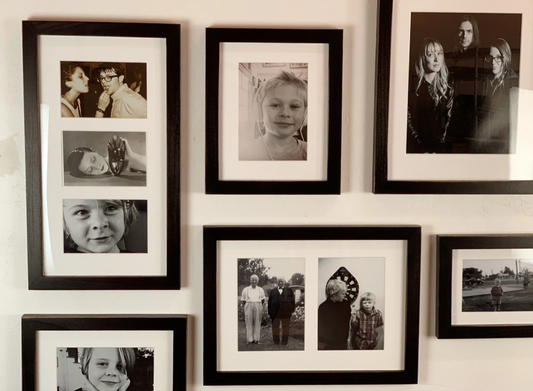 Set of 6 gallery style picture frames in 1x1 Flat - Choose your frame & mat color