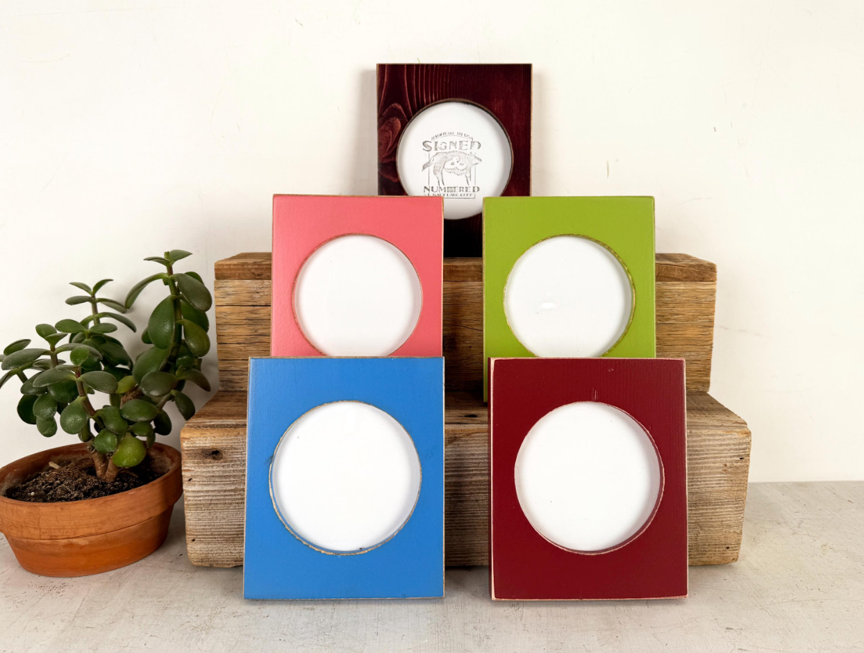4x4" frame in Pine Circle Opening style - Choose your color - Ships Right Away - FREE SHIPPING