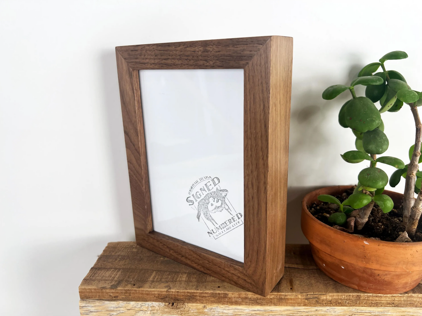 Solid Walnut Picture Frame in Deep Flat Hardwood Molding - Choose Your Size - Ships Right Away!