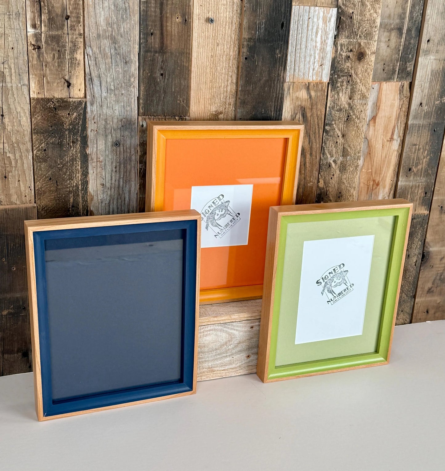 Monochrome 8x10 Inch Frame With Mat in Foxy Minus Alder Style - Choose Your Photo Size & Color
