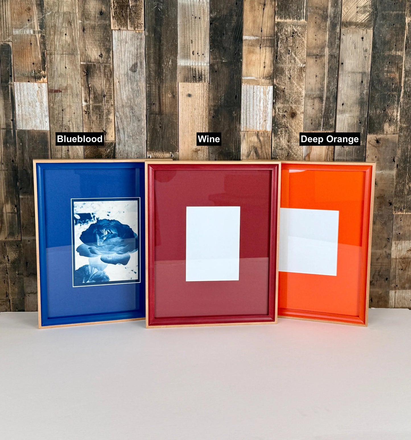 Monochrome 11x14 Inch Frame With Mat in Foxy Minus Alder Style - Choose Your Photo Size & Color
